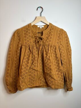 Women’s Madewell Eyelet Double-Tie Peasant Top size S